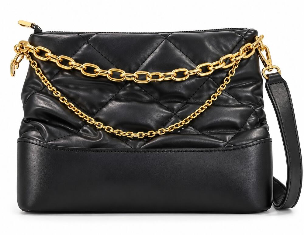 Scarleton Black Quilted Structured Shoulder Crossbody- Gold Chain NWOT Boutique